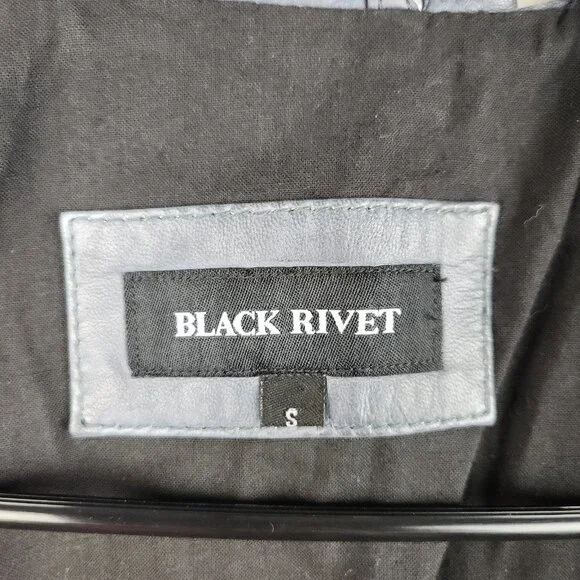 Y2K Vegan Faux Leather Cafe Racer Moto Jacket Women's Small Slate Blue Petina - Picture 3 of 13